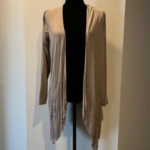 Max Studio Tan Cardigan / Cover Up with Pockets! EUC!